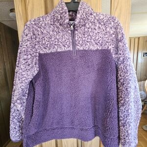 Sonoma Sz XXL Two Tone Purple Sherpa Half Zip Pullover